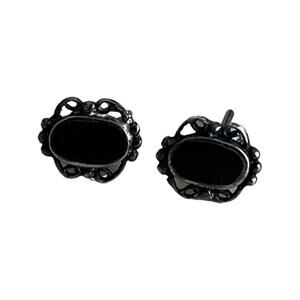 Vintage Sterling and Onyx Stud Earrings Southwestern Style